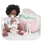 Bebê Reborn Realista Menina Negra 46cm Com Bolsa Kit Itens