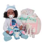 Bebê Reborn Realista Menina Negra Com Pelúcia Acessórios Bebê Reborn Realista Menina Negra Com Pelúcia Acessórios