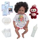 Bebê Reborn Realista Menina Negra Labubu Pelúcia Acessórios