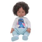 Bebê Reborn Realista Negro Cabelo Cacheado 46cm + Itens