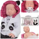 Bebê Reborn Realista Panda com Fraldas Chupeta Mamadeira
