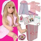 Bebe Reborn Realista Recém Nascido Menina Maria Baby Clara Pronta Barbie Entrega Clara Pode dar Banho SIlicone Reborne Grande Loira Acessórios e Jp