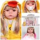 Bebê Reborn Recém Nascida Loira Conjunto Patinho Acessórios