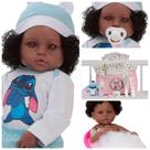 Bebê Reborn Recém Nascida Negra 100% Silicone Kit Stitch