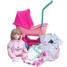 Bebê Reborn Silicone Enxoval 28 Itens Boneca Carrinho Berço