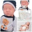 Bebê Reborn Urso Menino com Fraldas Mamadeira e Chupeta