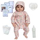 Bebê Reborn Valentina Fio a Fio Macacão Florido + Itens
