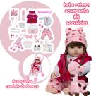 Bebe Tipo Reborn Girafinha Cabelo Castanho Linda Carrinho Envio imediato Barata