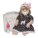 Bebe Tipo Reborn Loira Princesa Vestido Bolinha Enxoval