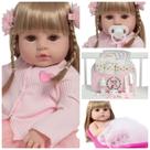 Bebê Tipo Reborn Menina Recém Nascida Loira Vestido Coração