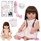 Bebe Tipo Reborn Recem Nascida Linda Com Chupeta 13 Itens