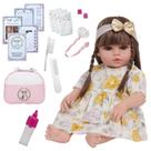 Bebê Tipo Reborn Valentina Vestido Florido Enxoval Completo
