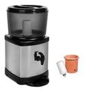 Bebedouro Acquamar Inox com Base de Barro 6 L Filtro com Carvão Ativado, Torneira Click, Boia Dosadora e Suporte Preto