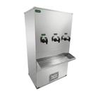 BEBEDOURO INDUSTRIAL DE AGUA GELADA PURIFICADOR DE COLUNA EM AÇO INOX 100L 220v 3 TORNEIRAS ECOBLU