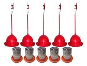 Bebedouro Pendular + Comedouro 5kg Aves (kit Com 5 De Cada)