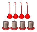 Bebedouro Pendular+ Comedouro Galvaniz. 5kg Aves (4 De Cada)
