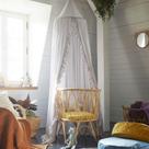 Bed Canopy MOMAID with Frills Reading Nook Game Tent branca