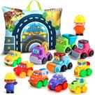 Bela borracha macia Toy Cars para crianças de 1 ano ou mais com Playmat, 12 peças