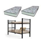 Beliche 100% Ferro/Aço Cristal Vira 2 Camas C/grade Proteção e Escada + 2 Colchões D-23 -Gazin -Preto