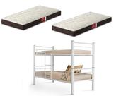 Beliche 100% Ferro/Aço Cristal Vira 2 Camas C/grade Proteção e Escada + 2 Colchões D-23 Pelmex -Branco