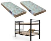 Beliche 100% Ferro/Aço Cristal Vira 2 Camas C/grade Proteção e Escada + 2 Colchões D-23 -Preto