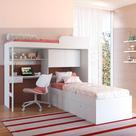Beliche Atacama 6 Portas 1 Gaveta com Escada Cama Alta e Bancada de Estudo Branco - Panorama Móveis