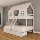 Beliche Casal/ Solteiro Casinha Encantada com 02 Gavetas Madeira Maciça Branco Housin Beliche Casal/ Solteiro Casinha Encantada com 02 Gavetas Madeira Maciça Branco Housin