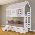 Beliche Casinha Bela 2 Gavetas Kit Escada Branco-rosa Housin Beliche Casinha Bela 2 Gavetas Kit Escada Branco-rosa Housin