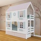 Beliche Casinha Bela com Coração 2 Gavetas Rosa 4 Janelas Venezianas - Madeira Maciça Branco/Rosa/Verde Megamobilia Beliche Casinha Bela com Coração 2 Gavetas Rosa 4 Janelas Venezianas - Madeira Maciça Branco/Rosa/Verde Megamobilia