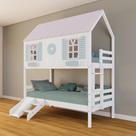 Beliche Casinha Bela Com Coração Kit Escada/escorregador - Madeira Maciça Branco/rosa/verde Housin Beliche Casinha Bela Com Coração Kit Escada/escorregador - Madeira Maciça Branco/rosa/verde Housin