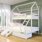 Beliche Casinha Casal Slim 2 Gav Escada/escorregador Branco