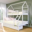 Beliche Casinha Casal Solteiro Slim Rb 2 Gavetas Branco