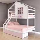 Beliche Casinha com Janela Casal/Solteiro 02 Gavetas Rosa Madeira Maciça Branco/ Rosa Housin Beliche Casinha com Janela Casal/Solteiro 02 Gavetas Rosa Madeira Maciça Branco/ Rosa Housin
