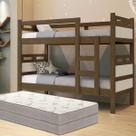 Beliche Compacta Funcional Solteiro Vira Duas Camas em MDF Com 2 Colchões D33 Premium