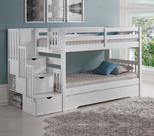 Beliche de Solteiro Victória Cama Auxiliar - Escada com 3 Gavetas - Branco