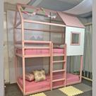 Beliche Infantil Casinha Janelinha Rosa/Branco