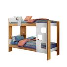 Beliche Infantil com Proteção Lateral e Escada Frontal Vegas em MDF 198cm Cor Amadeirado/Branco - Tigus Beliche Infantil com Proteção Lateral e Escada Frontal Vegas em MDF 198cm Cor Amadeirado/Branco - Tigus