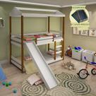 Beliche Infantil Solteiro Manuela com Escorregador Branco e Mel - Acompanha Lousa Magica Beliche Infantil Solteiro Manuela com Escorregador Branco e Mel - Acompanha Lousa Magica