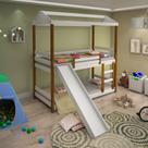 Beliche Infantil Solteiro Manuela com Escorregador Branco e Mel
