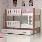 Beliche Infantil Solteiro Ônix com Cama Auxiliar Divaloto para Quarto Infantil Mdf - Branco/nature