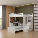 Beliche Londres 3 Portas 2 Gavetas com Escada e Escrivaninha Branco - Panorama Móveis Beliche Londres 3 Portas 2 Gavetas com Escada e Escrivaninha Branco - Panorama Móveis