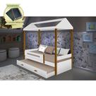 Beliche Montessoriana Design Infantil Sara Solteiro - Branco/amêndoa Incluso Lousa Mágica