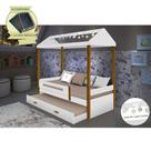 Beliche Montessoriana Design Infantil Sara Solteiro C/ Led - Branco/amêndoa Incluso Lousa Mágica Beliche Montessoriana Design Infantil Sara Solteiro C/ Led - Branco/amêndoa Incluso Lousa Mágica