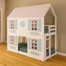 Beliche Montessoriano Casinha Bela com Coração 4 Janelas Venezianas - Madeira Maciça Branco/Rosa/Verde Housin