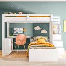 Beliche Office Infantil/Juvenil Moon com Escrivaninha em L e Escada 2 Portas e 2 Gavetas Yescasa