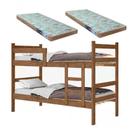 Beliche Porto Gabrielli 100% MDF Com Escada Castanho Vira 2 Camas Solteiro + 2 Colchão Solteiro