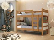 beliche que vira 2 cama de solteiro jaspe com escada nature com detalhe off white