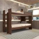 Beliche solteiro 125 com escada lateral e barra de proteção ideal para quarto infantil