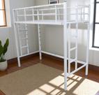 Beliche solteiro cama alta em aço estilo industrial branco estrutura reforçada be05