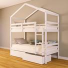 Beliche Solteiro Casinha com Gavetas Madeira Maciça Branco Megamobilia